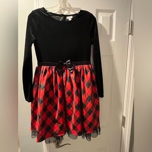 Cat & Jack Black and Red Plaid Dress with Bow